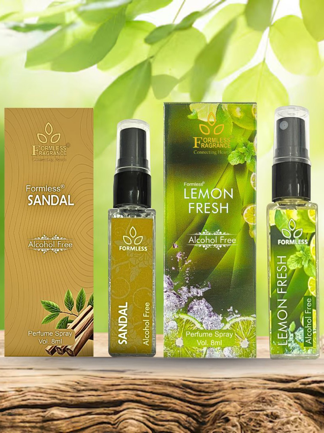 

Formless Fragrance Sandal And Lemon Set Of 2 Alcohol Free Spray Perfume - 8 ml Each, Mustard