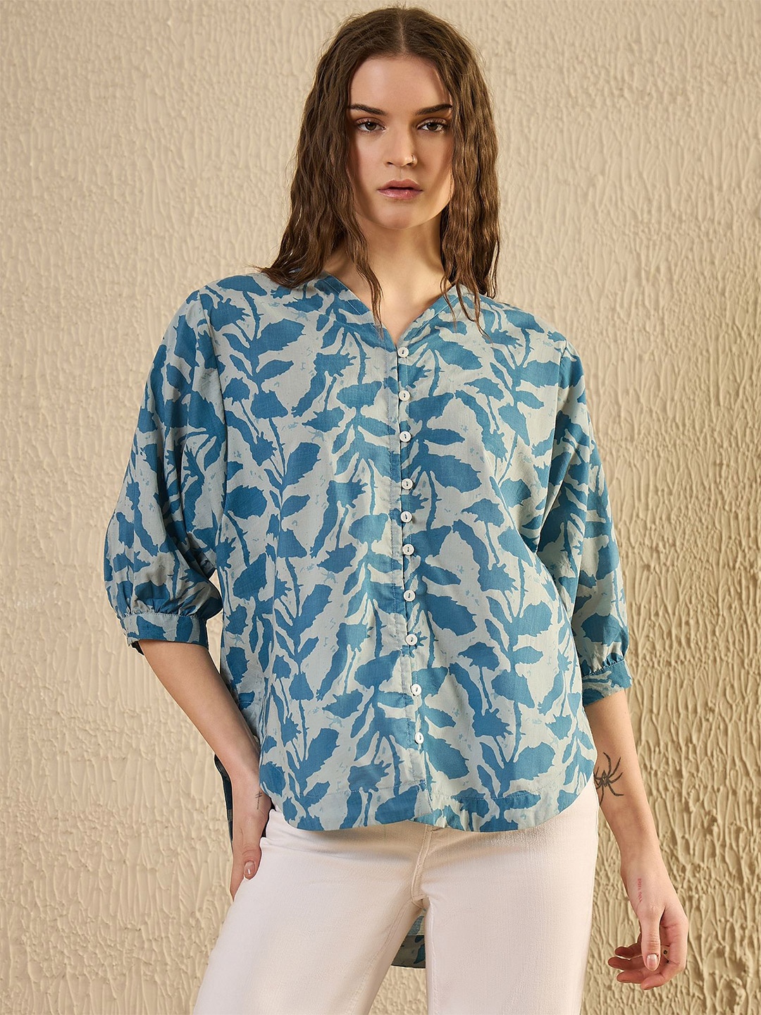 

SANSKRUTIHOMES Women Floral Opaque Printed Casual Shirt, Teal