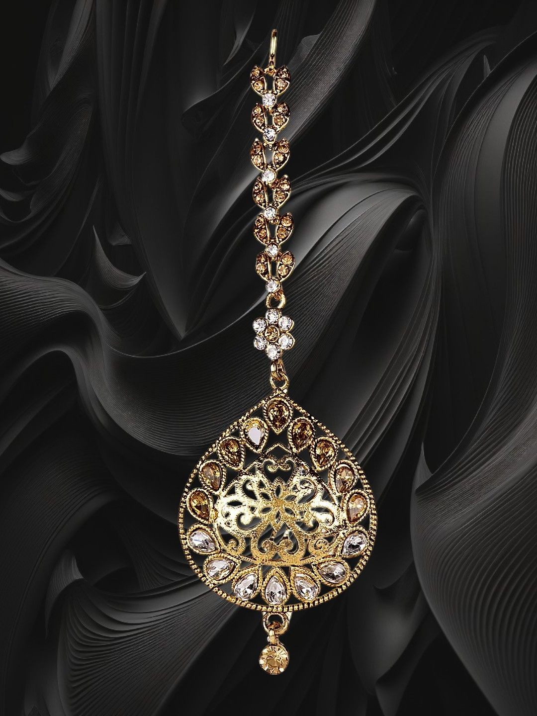

Anouk Gold-Plated Artificial Stones and Beads Studded Maang Tikka