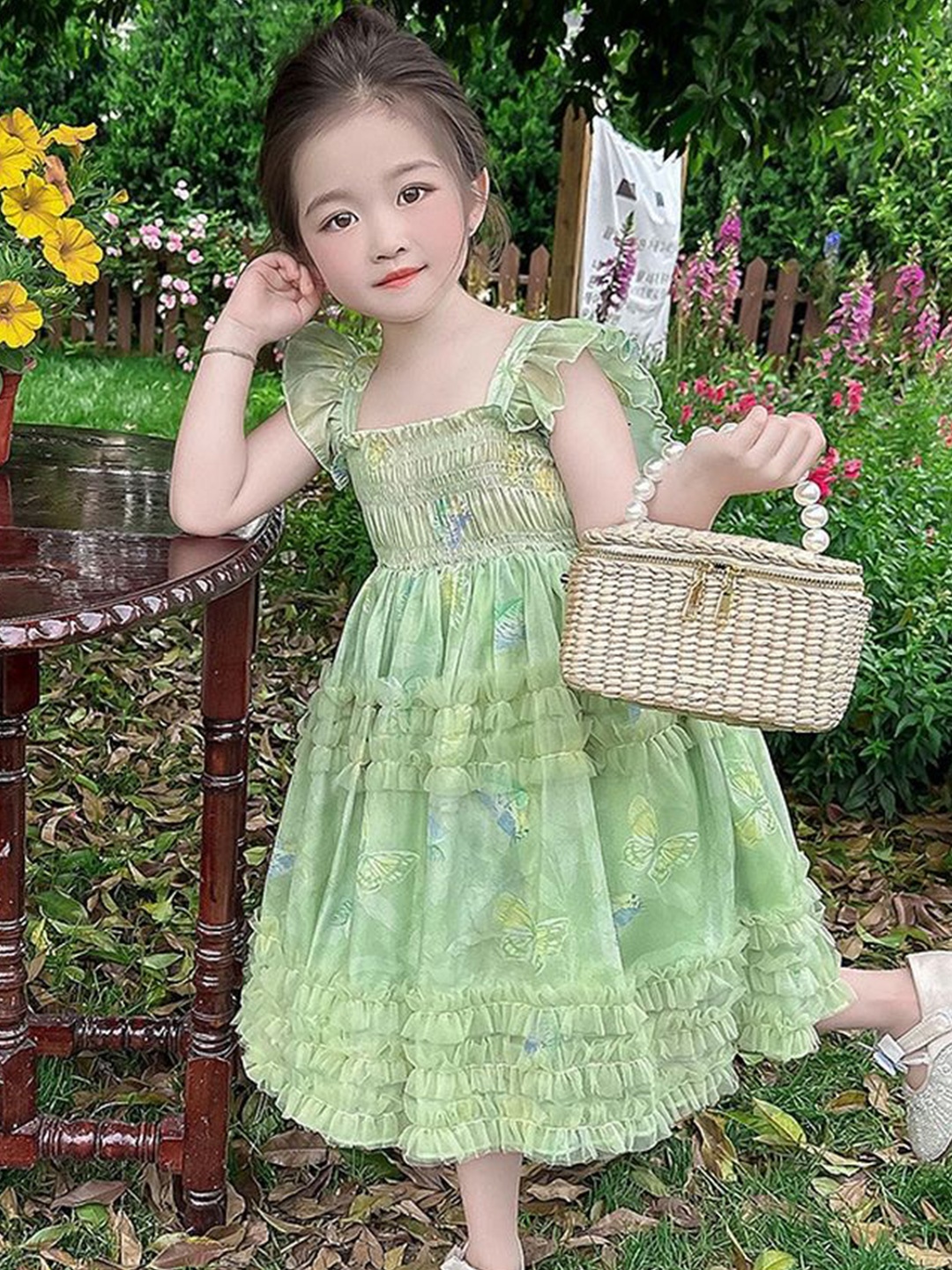 

LULU & SKY Embellished Print Fit & Flare Dress, Green