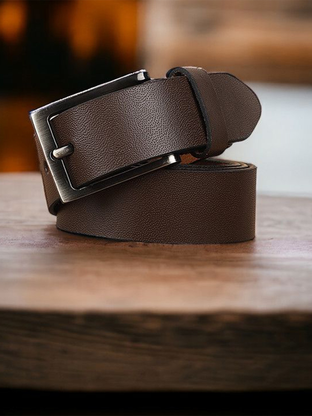 

Metronaut Men Textured Leather Formal Belt, Brown