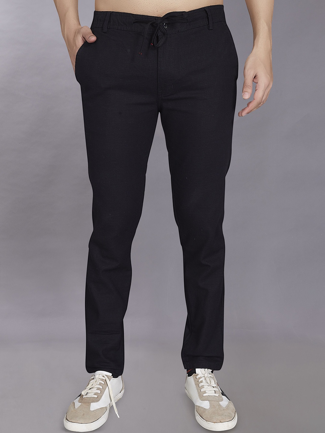 

DIVISIVE Men Relaxed Loose Fit Easy Wash Trousers, Black