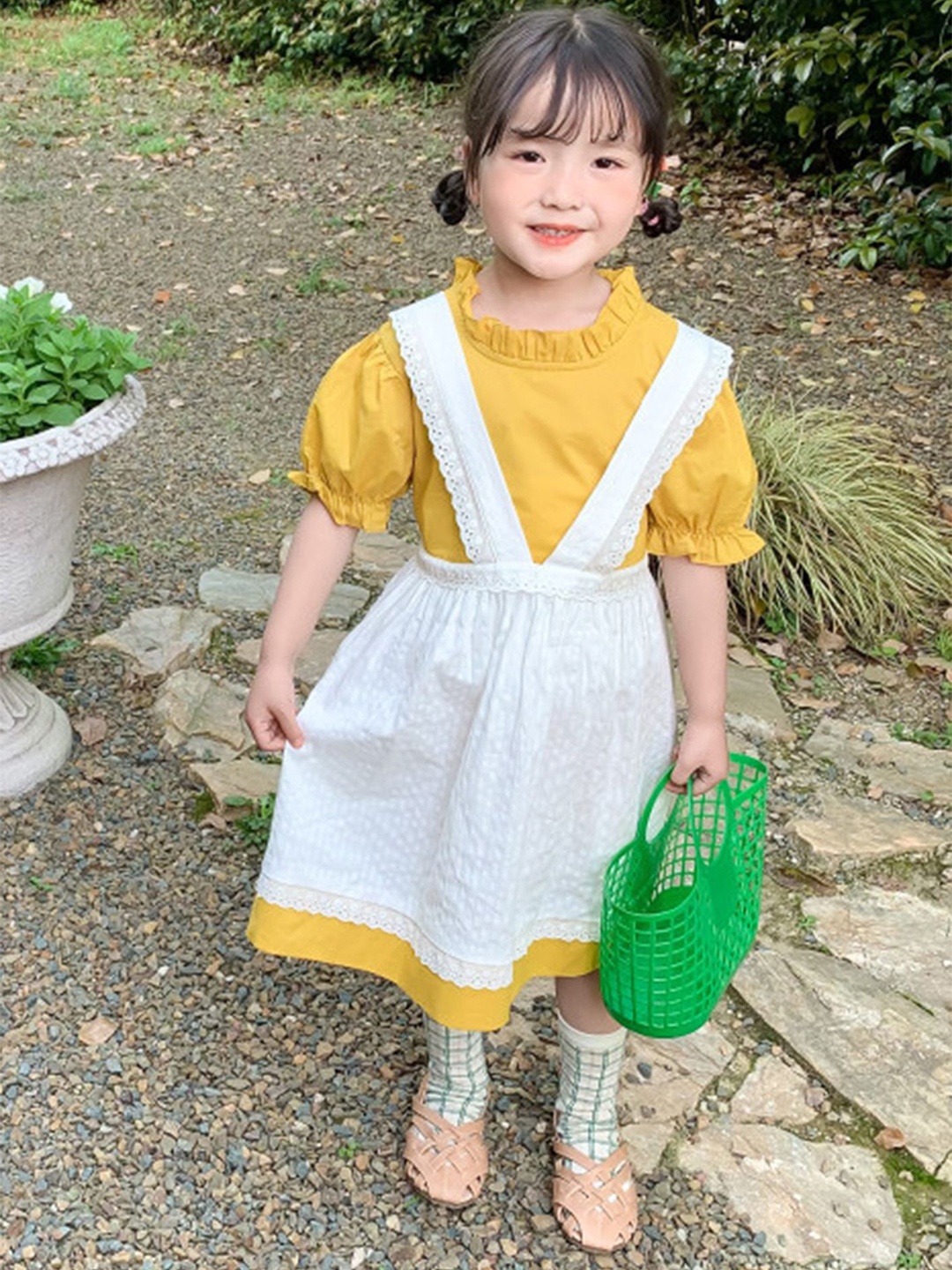

LULU & SKY Girls Pinafore Dress, Yellow