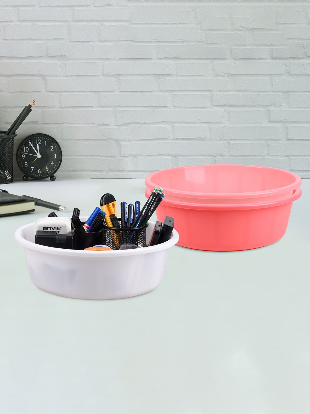 

Kuber Industries Pink 3 Pieces Multipurpose Storage Tub Organizer 6L