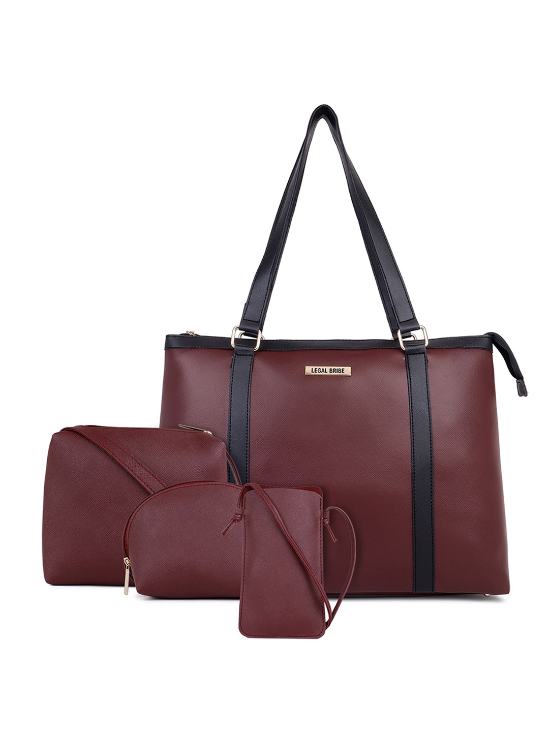

LEGAL BRIBE Women Solid Structured Tote Bag, Maroon