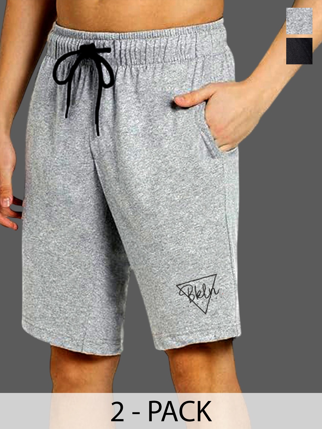 

Moda Rapido Men Pack Of 2 Mid-Rise Regular Fit Outdoor Shorts, Black