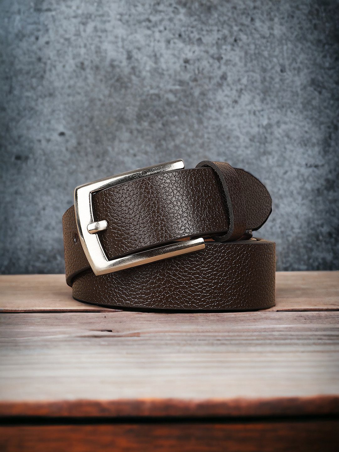 

Metronaut Men Textured Leather Formal Belt, Brown