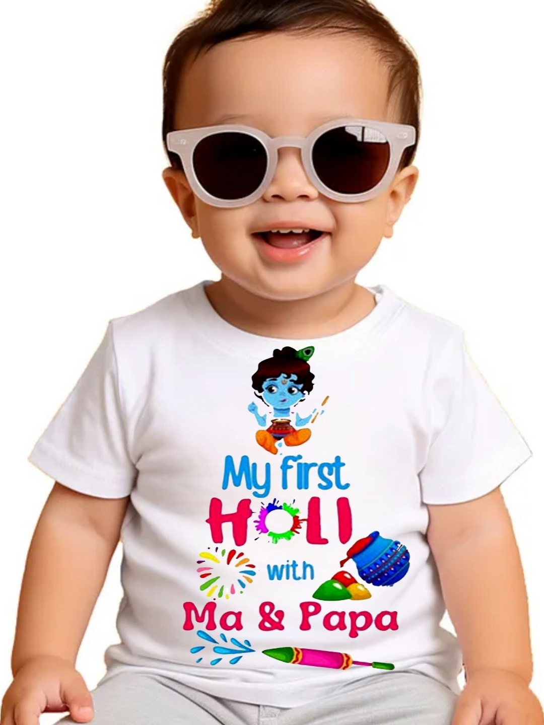 

itsmycostume Unisex Kids My First holi tshirts, White