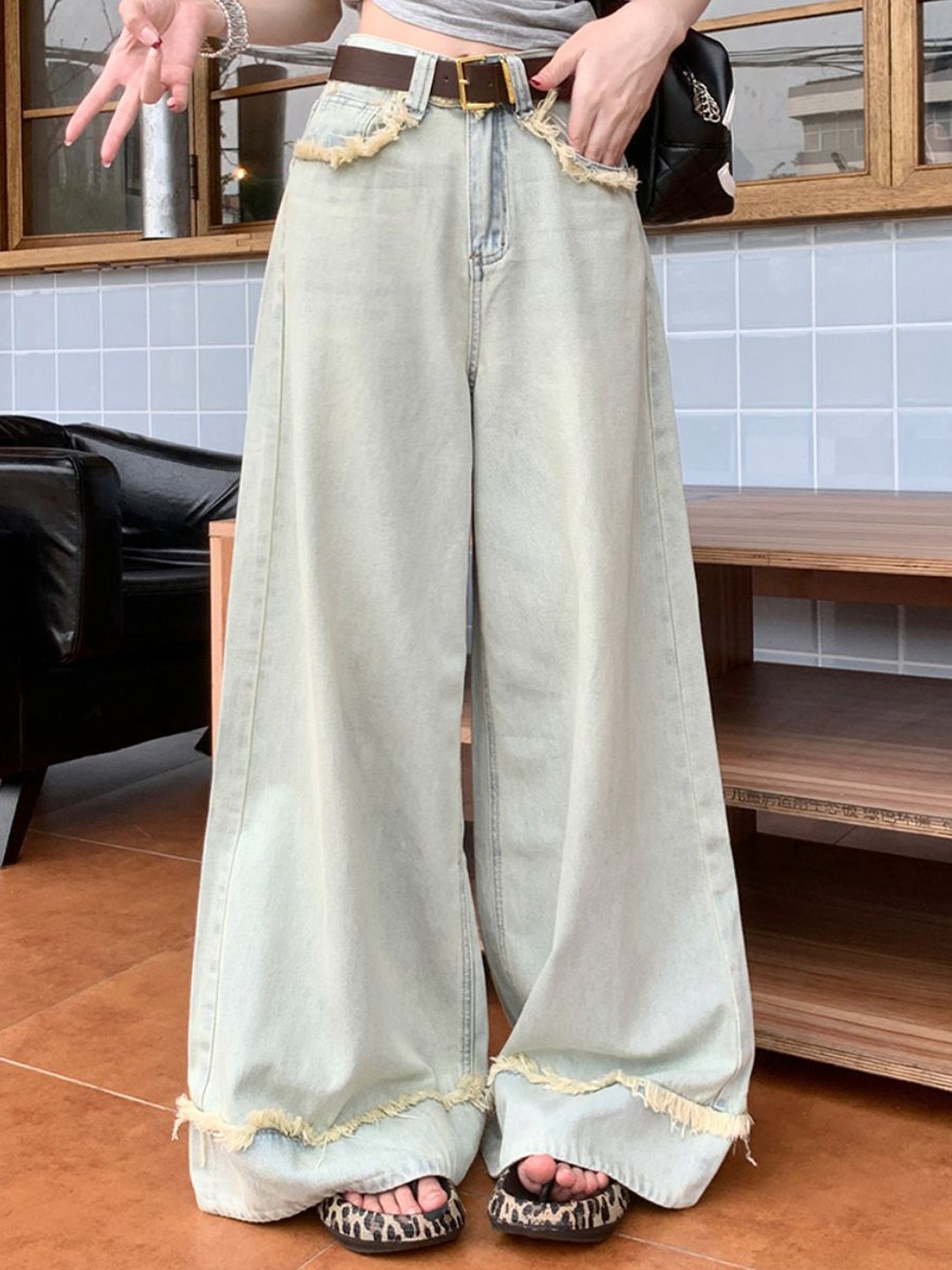 

StyleCast Women Mid-Rise Cotton Wide Leg Jeans, Blue