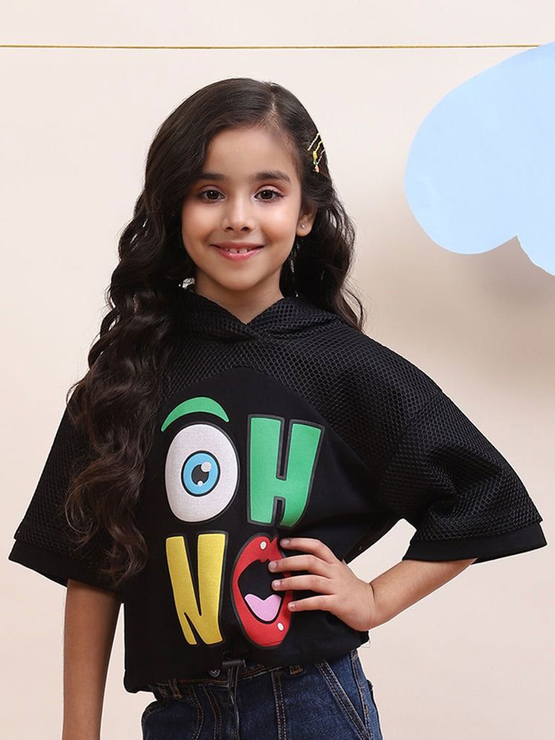 

SPUNKIES Girls Hooded Sweatshirt, Black