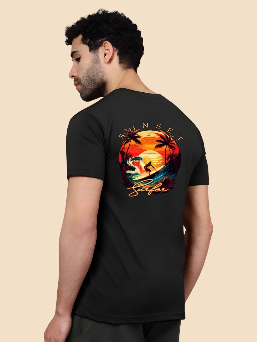 

SZN Men Graphic Printed Round Neck Cotton T-shirt, Black