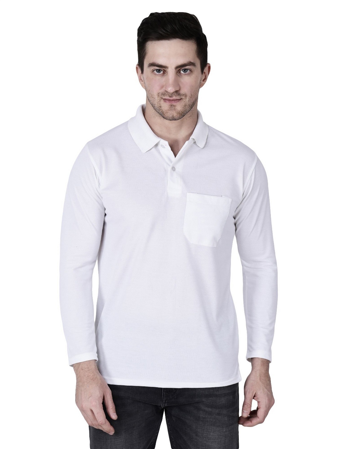 

SAIKSA FASHION Men Regular Fit Solid Polo Collar Cotton T-shirt, White