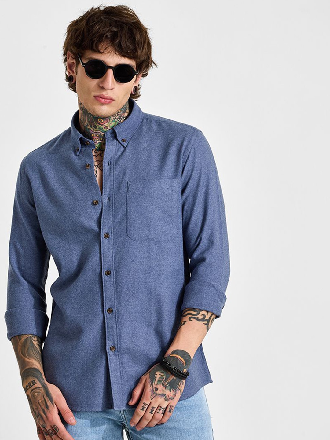 

Snitch Men Smart Slim Fit Opaque Casual Shirt, Blue