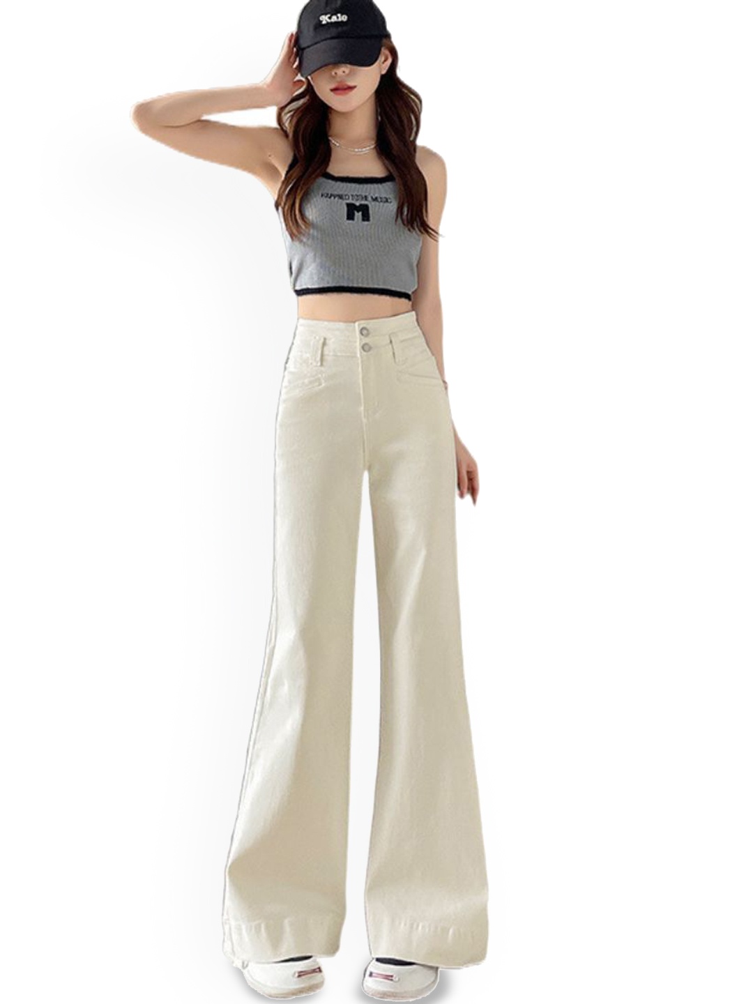 

StyleCast Women Mid-Rise Cotton Wide Leg Jeans, White