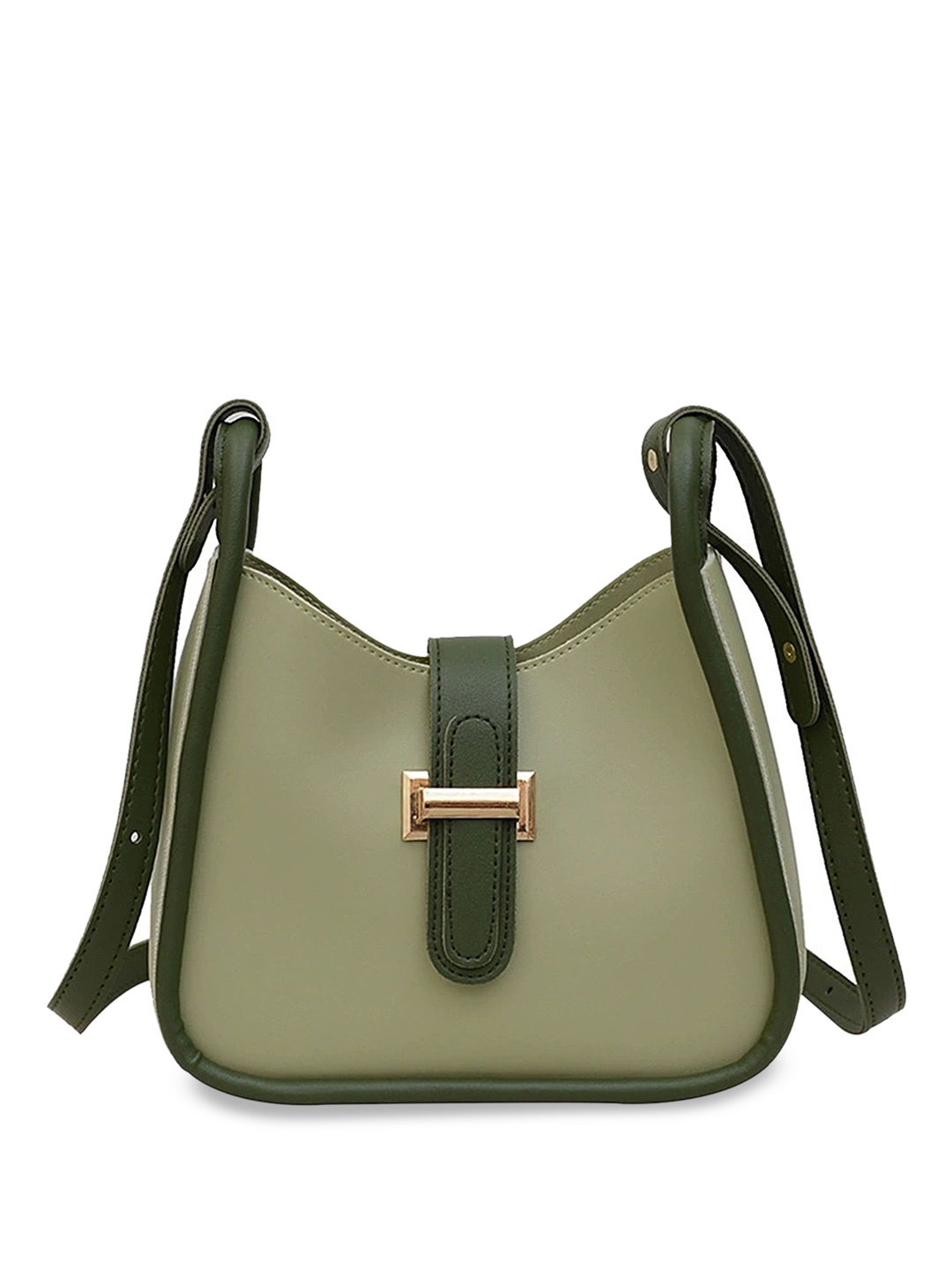 

LULU & SKY Textured PU Bucket Handheld Bag, Green