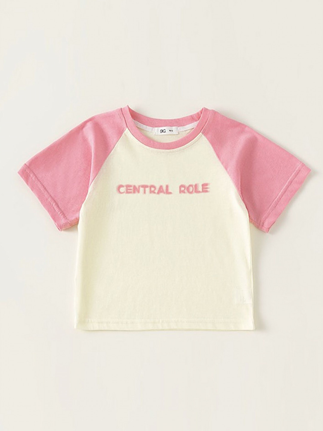 

LULU & SKY Girls Colourblocked Drop-Shoulder Sleeves Applique T-shirt, Pink