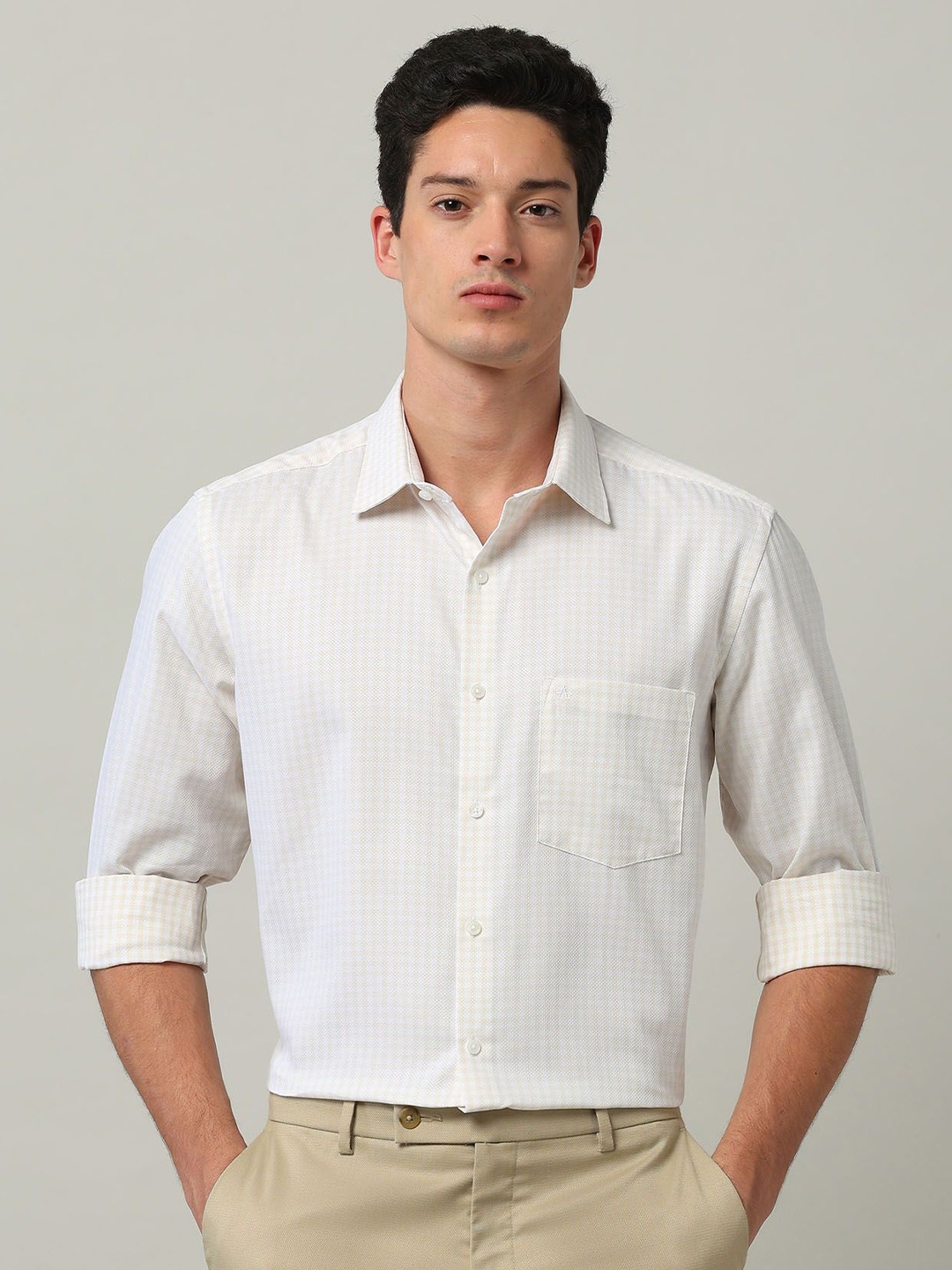 

Arrow Men Classic Opaque Checked Formal Shirt, Beige