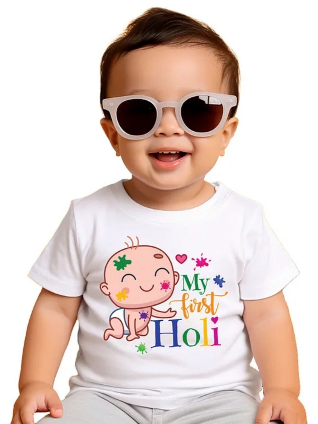 

itsmycostume Unisex Kids My First holi tshirts, White