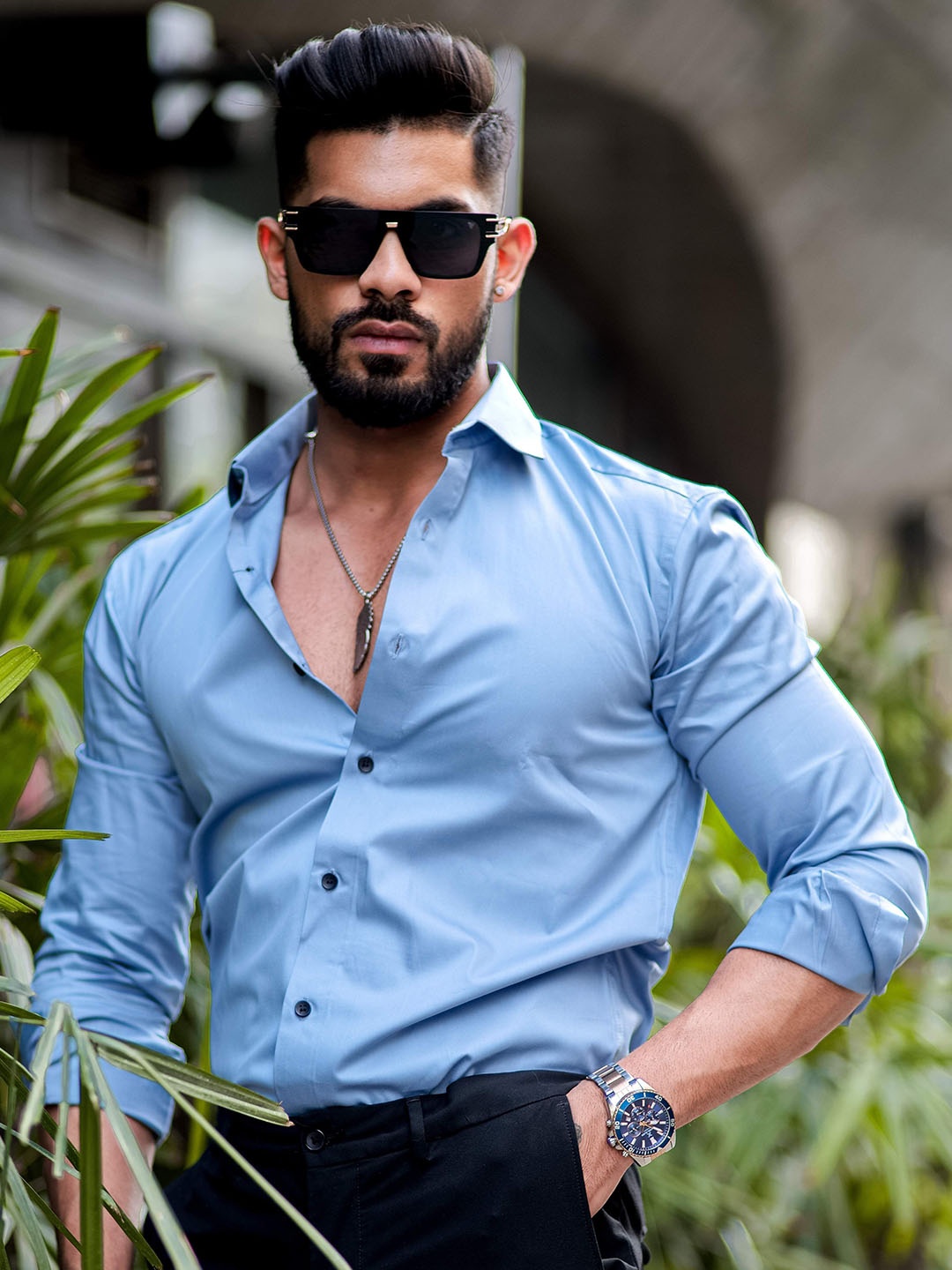 

Foomer Men Standard Opaque Casual Shirt, Navy blue