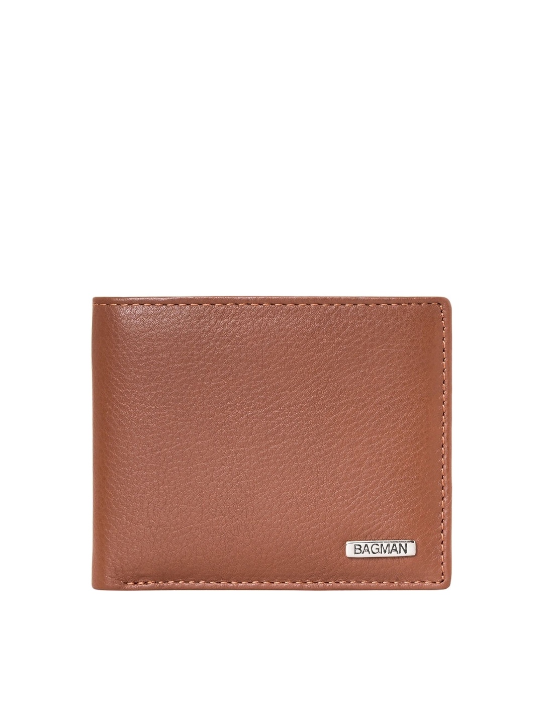 

BAGMAN Men Leather Two Fold Wallet, Tan