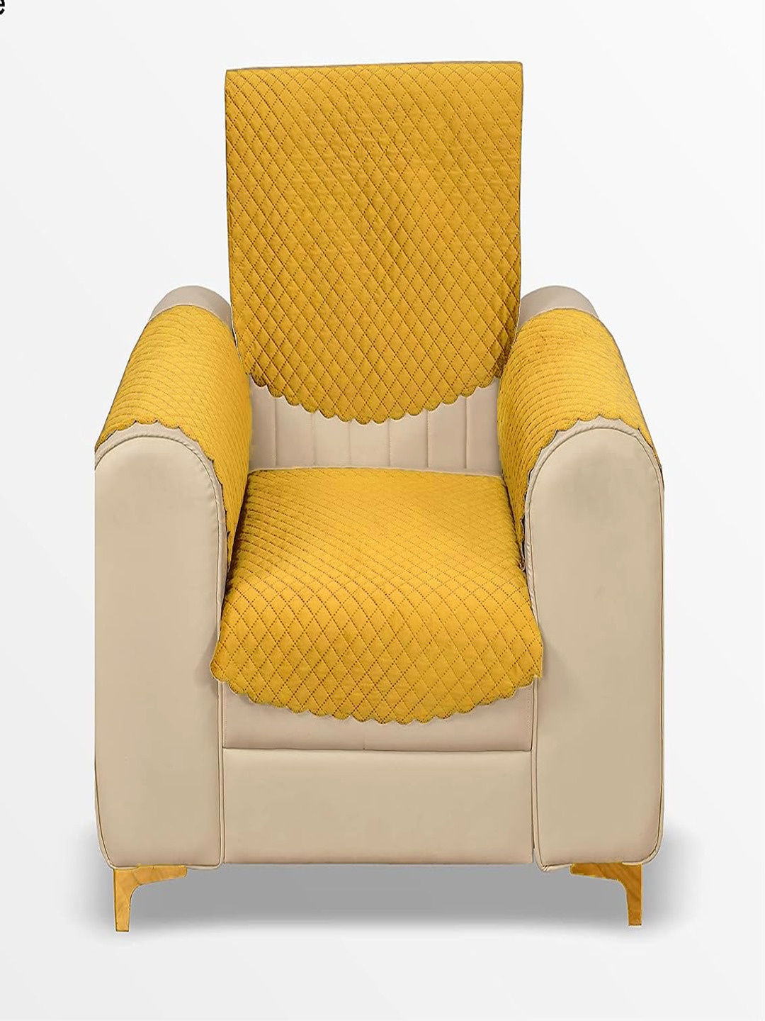 

Fashion Throw Yellow 4 Pieces Velvet 1 Seater Sofa Covers With Arms
