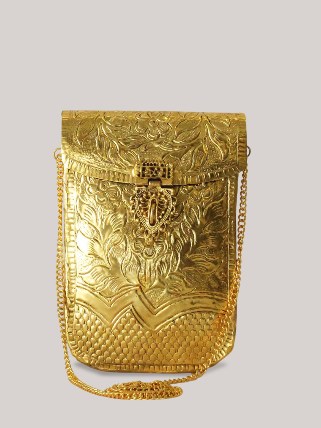 

Tasna Textured Suede Structured Sling Bag, Gold