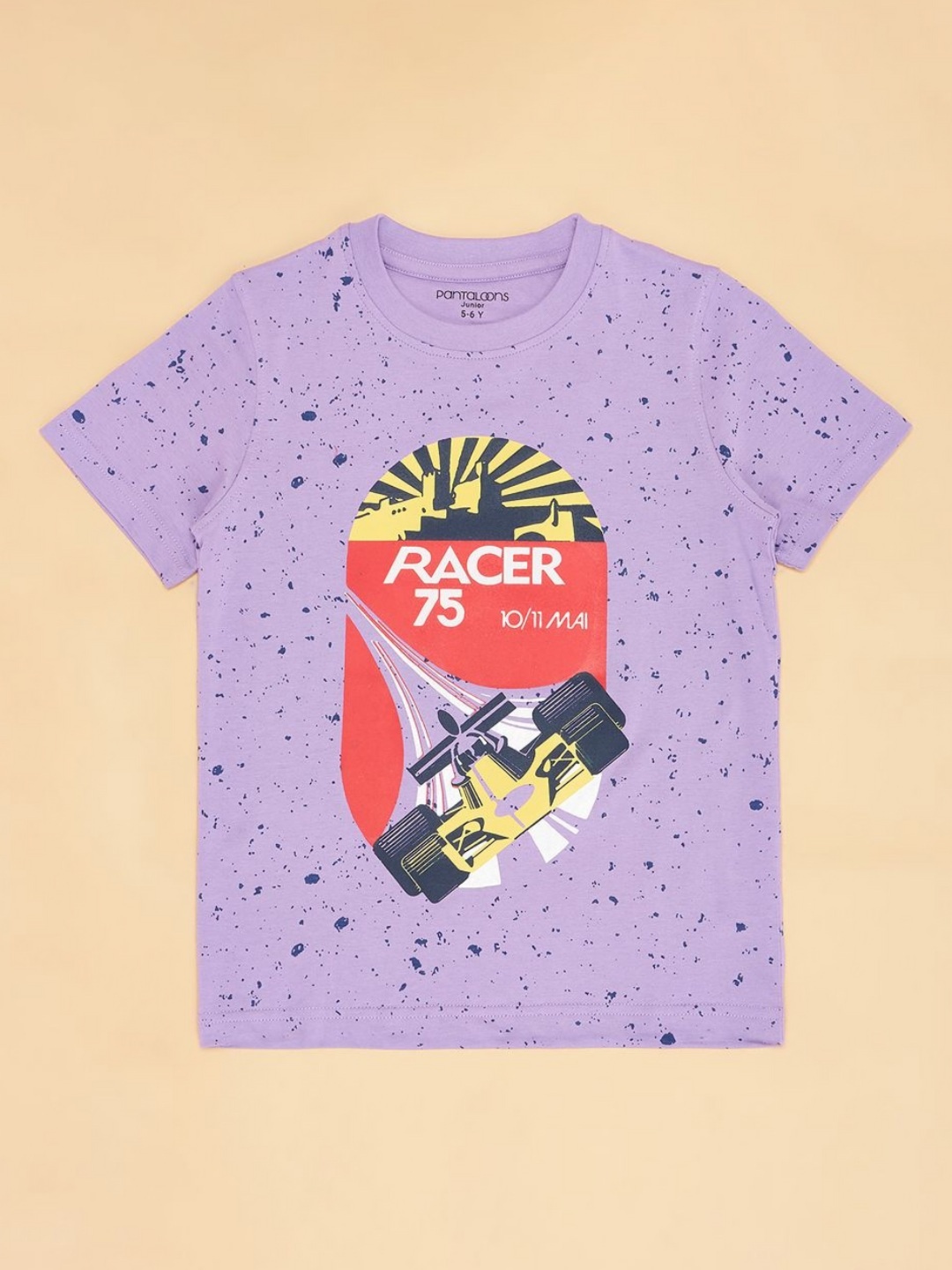 

Pantaloons Junior Boys Graphic Printed Round Neck Cotton T-shirt, Lavender
