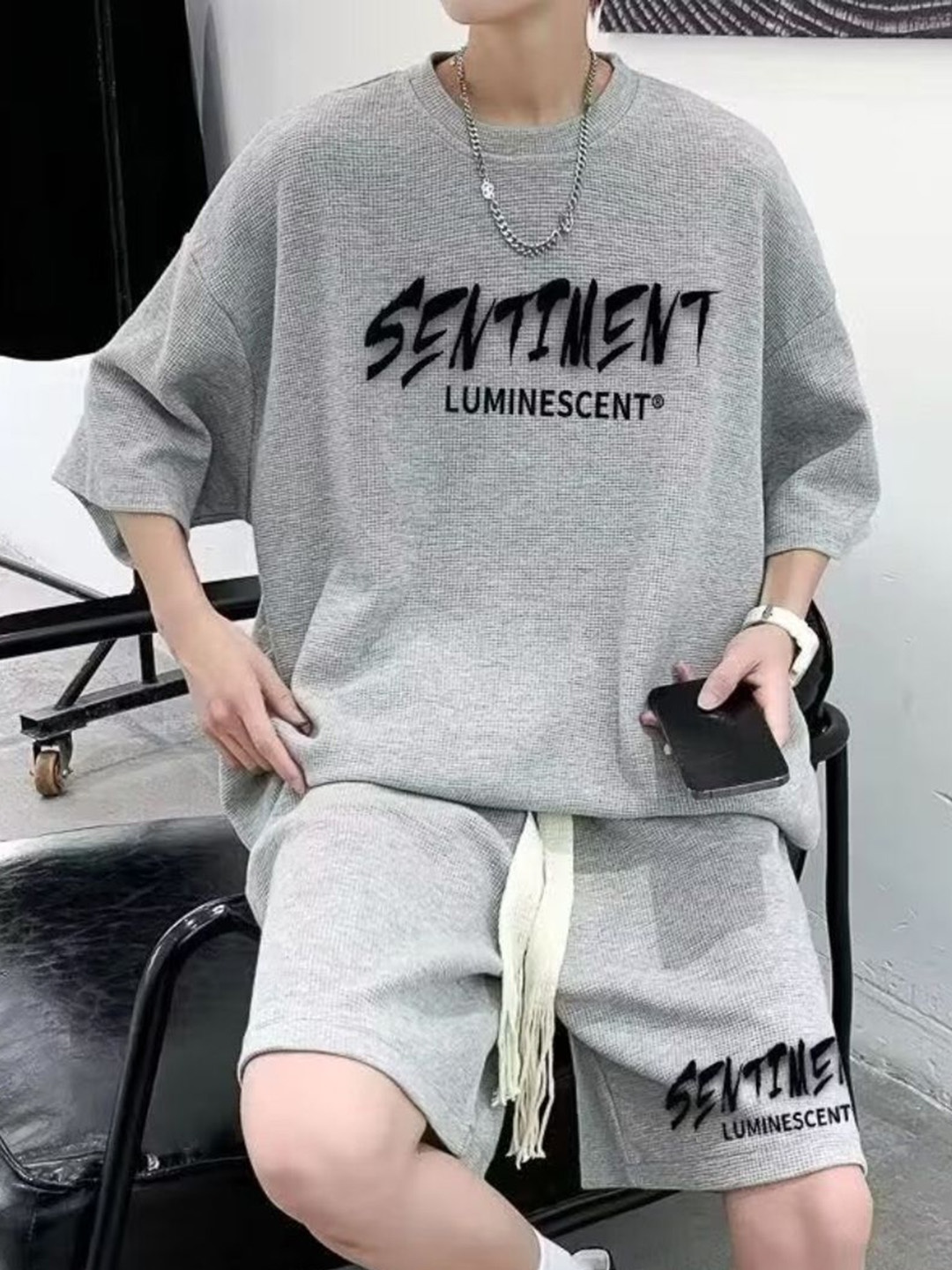 

StyleCast Grey Printed T-Shirt With Shorts