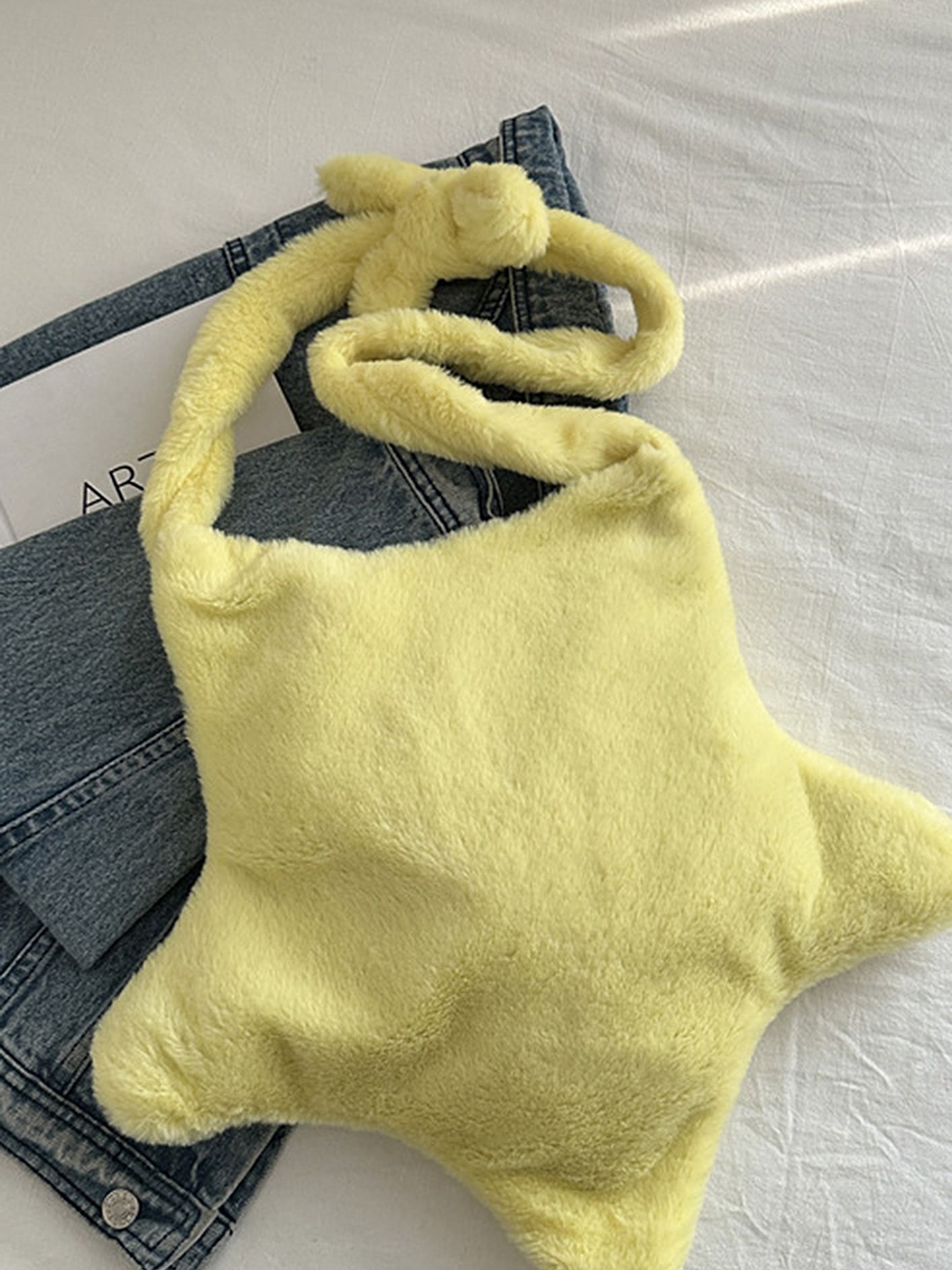 

LULU & SKY Textured Structured Handheld Bag with Tasselled, Yellow