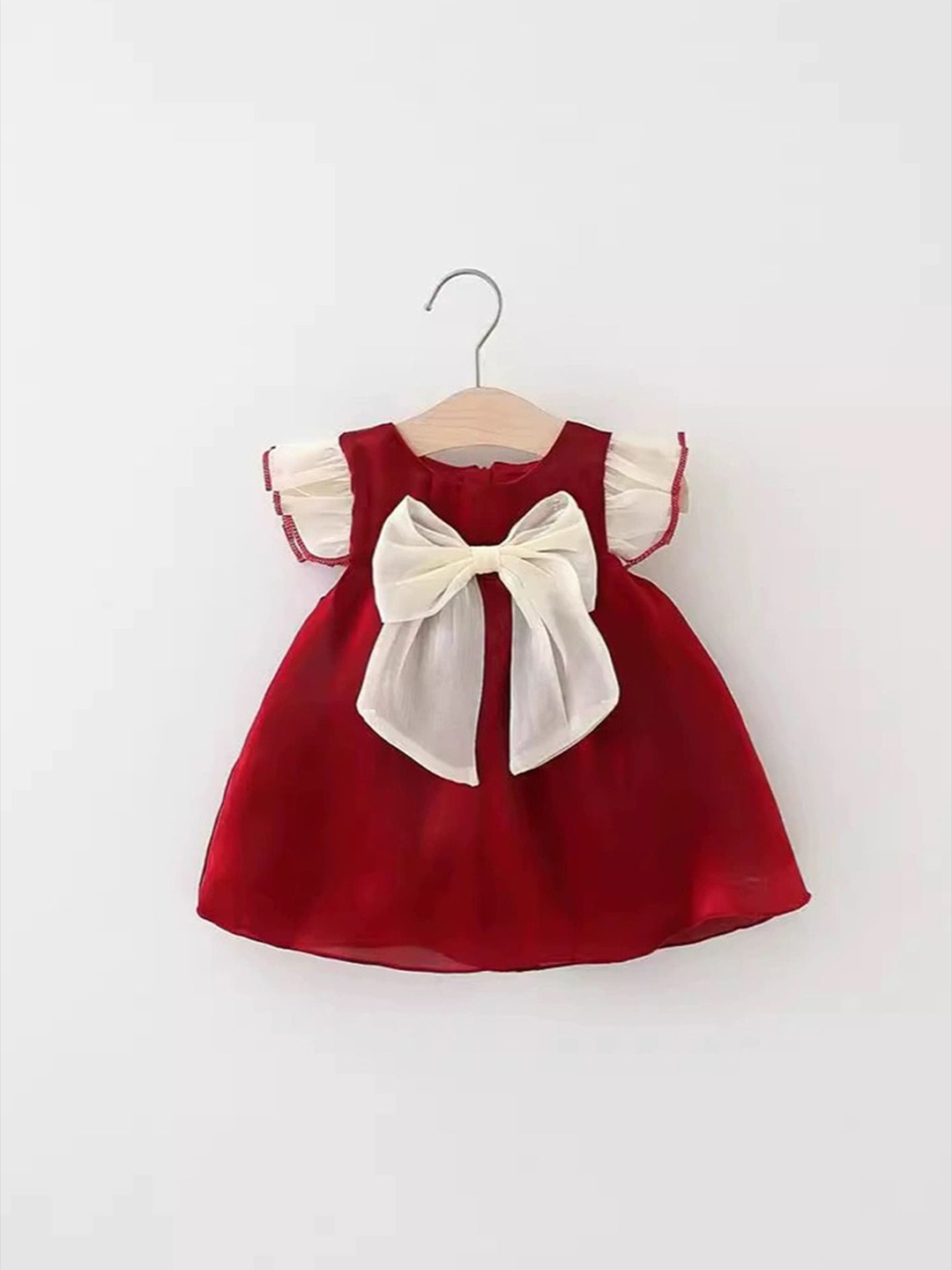 

LULU & SKY Girls Solid Fit & Flare Mini Dress, Red