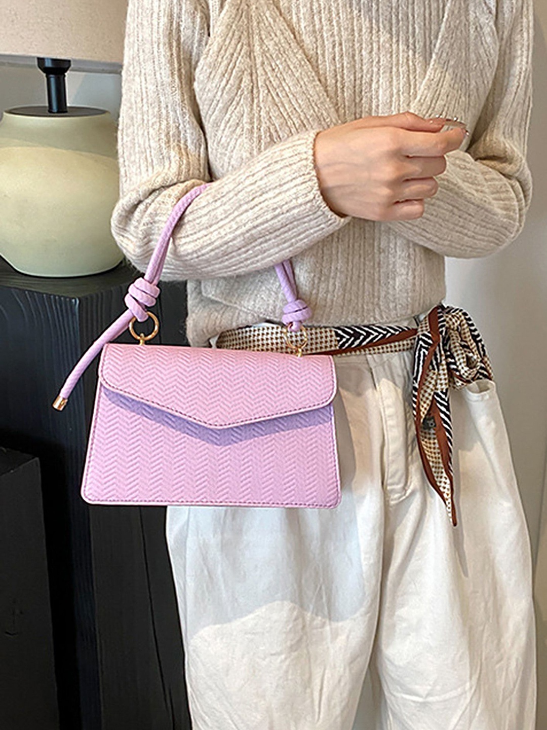 

LULU & SKY PU Shopper Tote Bag with Bow Detail, Purple