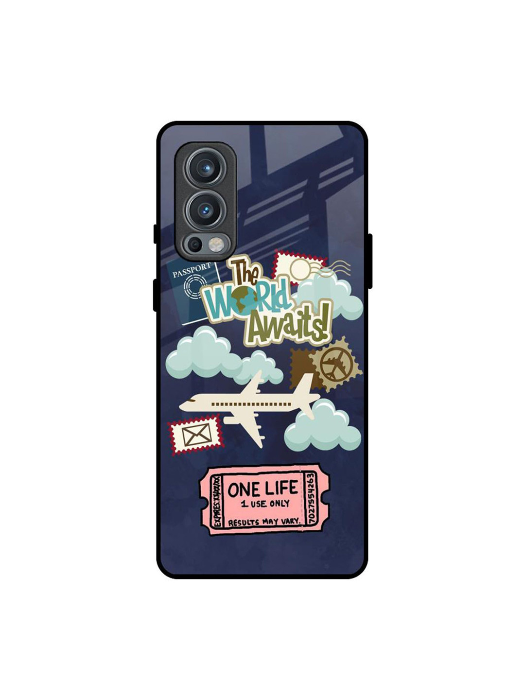 

QRIOH Tour The World Printed Oneplus Nord 2 Back Case, Navy blue