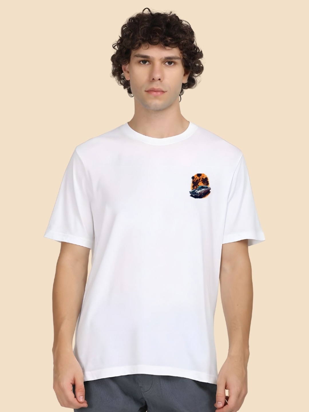

SZN Men Graphic Printed Round Neck Cotton T-shirt, White