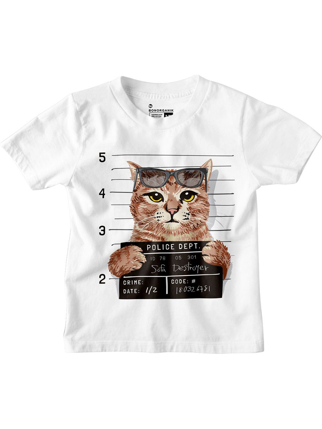 

BonOrganik Boys Graphic Printed Round Neck Cotton T-shirt, White