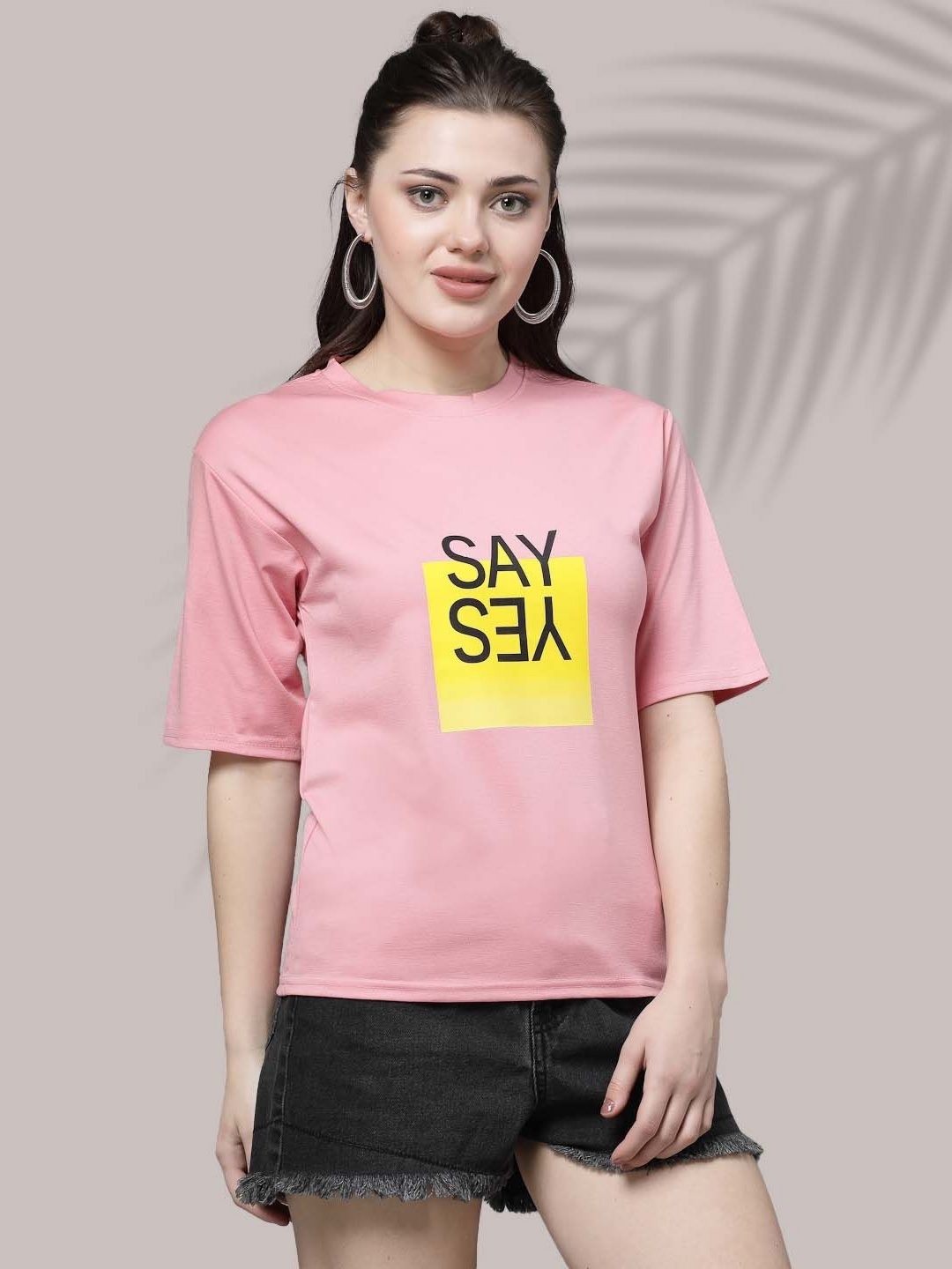 

Moda Rapido Women Typography Printed Round Neck Regular Fit T-shirt, Pink