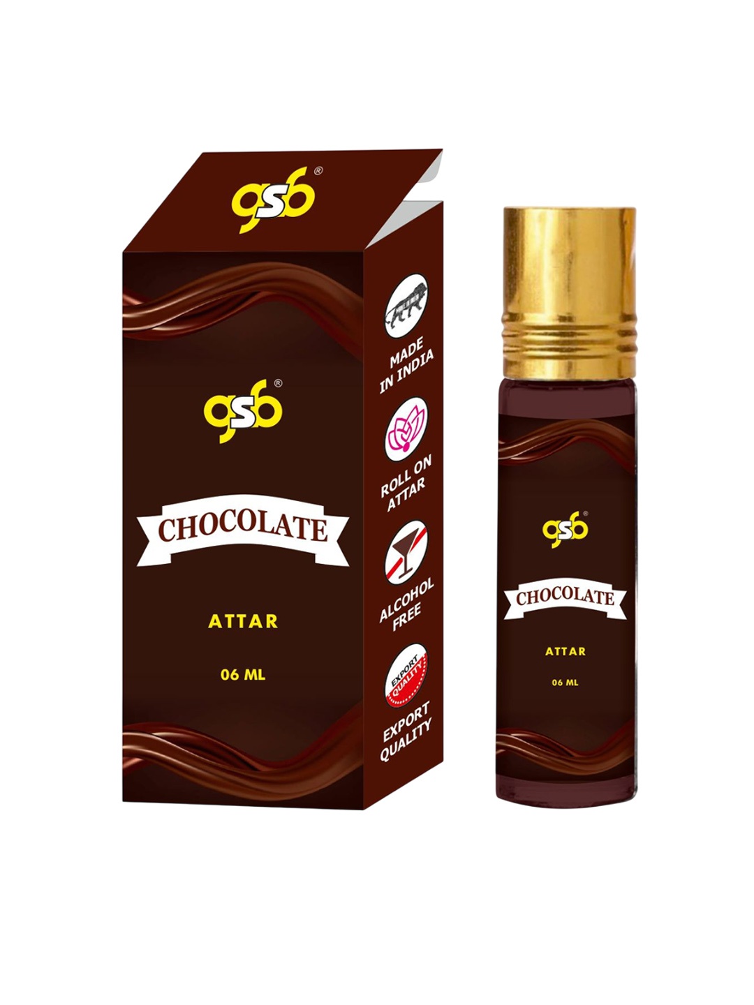

GSB Chocolate Long Lasting Natural & Alcohol Free Attar - 6 ml, Transparent