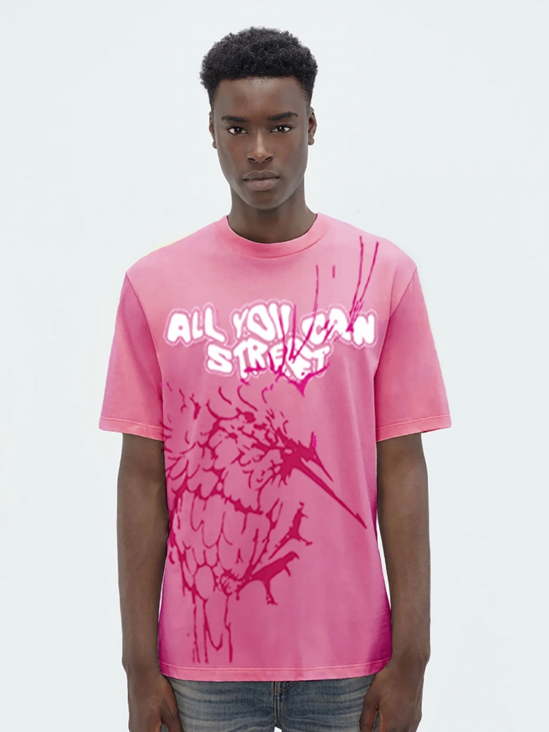 

AYCS Men Graphic Printed Round Neck Cotton Relaxed Fit T-shirt, Pink