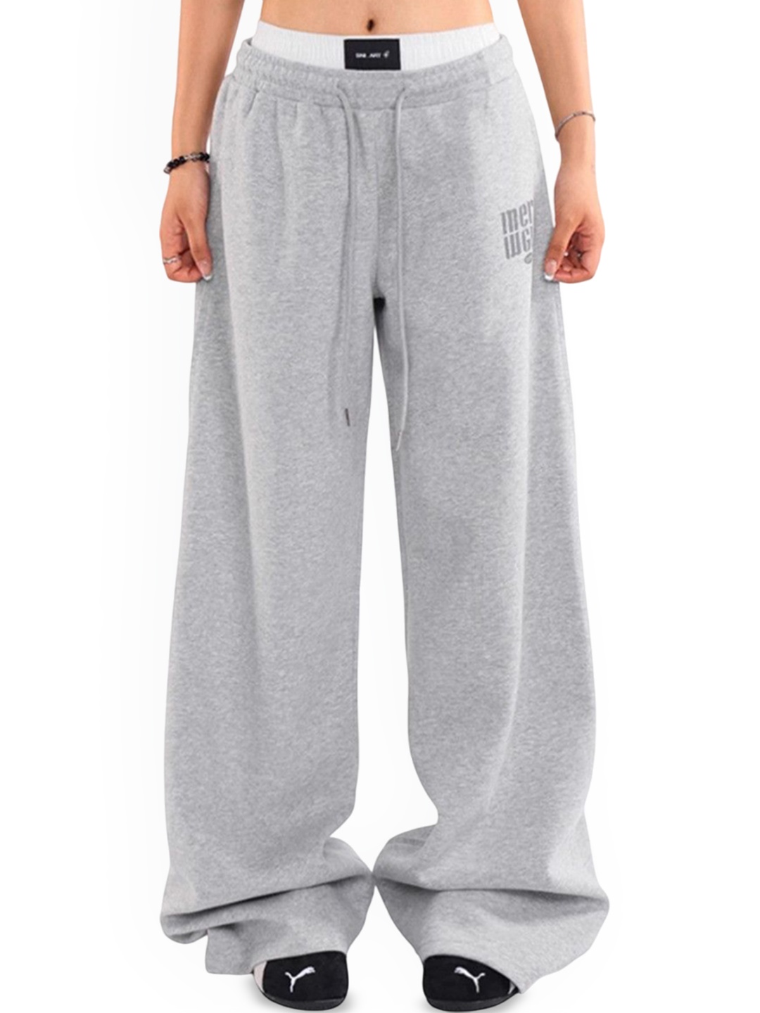 

DressBerry Women Loose Fit Wide Leg Trousers, Grey