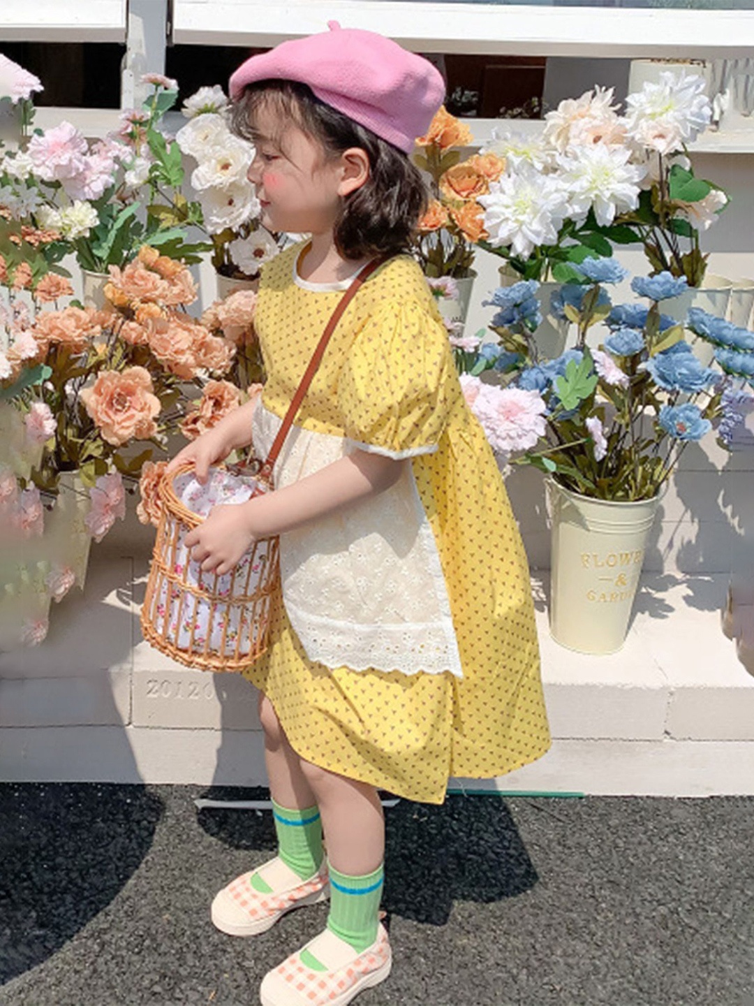 

LULU & SKY Girls Printed Fit & Flare Dress, Yellow