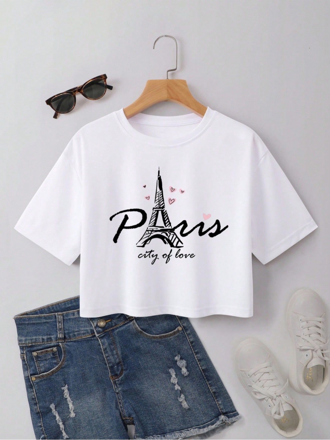 

KATECLO Women Graphic Printed Round Neck Cotton Boxy Fit T-shirt, White
