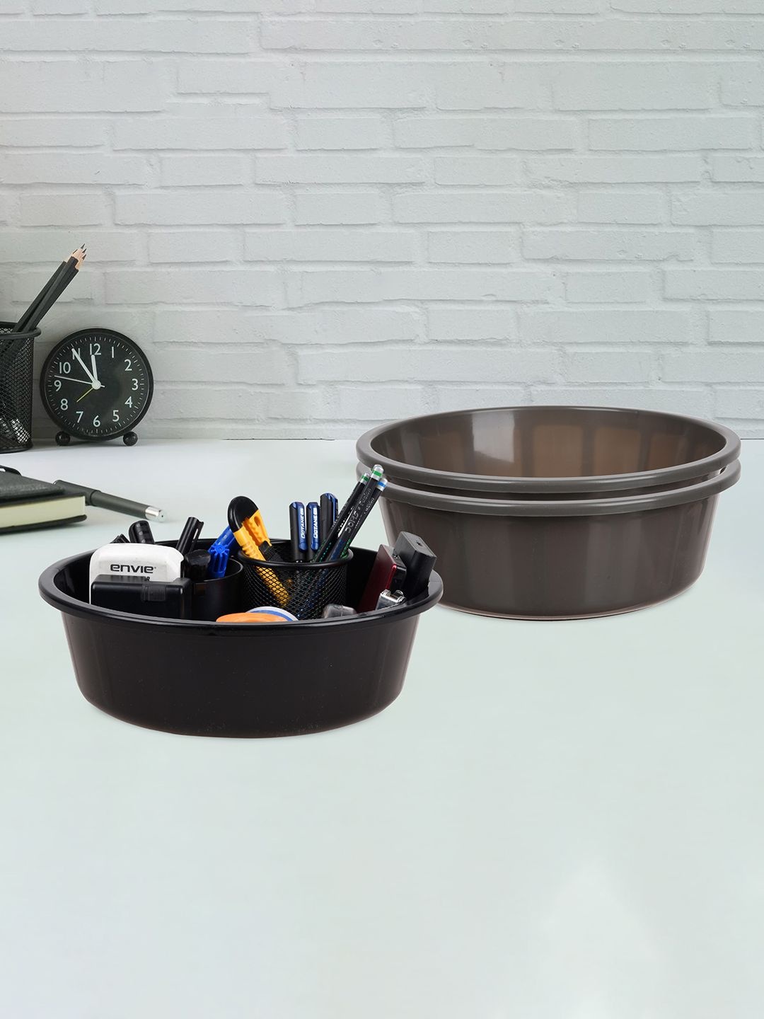 

Kuber Industries Grey & Black 3 Pieces Regular Multi-Utility Organisers