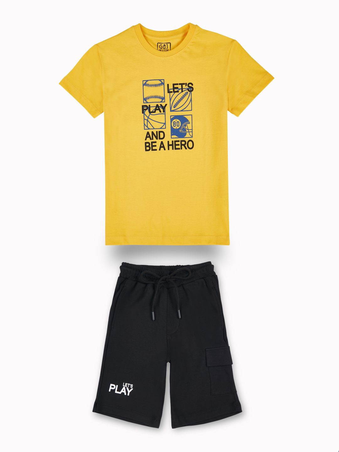 

Gini and Jony Boys Printed Pure Cotton T-shirt With Shorts, Yellow