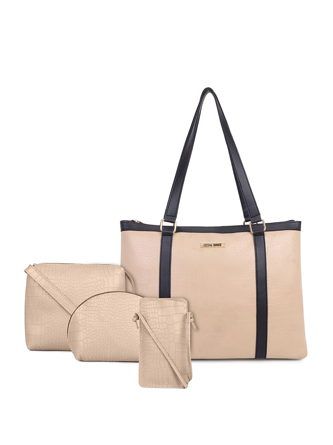 

LEGAL BRIBE PU Structured Tote Bag, Beige