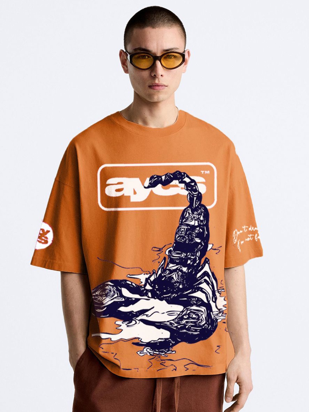 

AYCS Men Typography Printed Pockets T-shirt, Orange