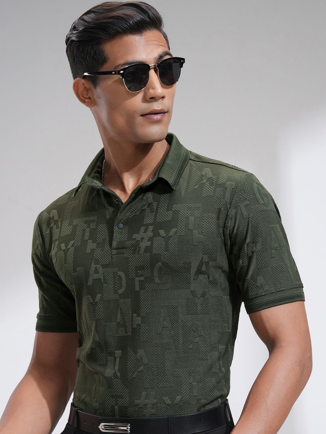 

HIGHLANDER Men Polo Collar Drop-Shoulder Sleeves T-shirt, Olive