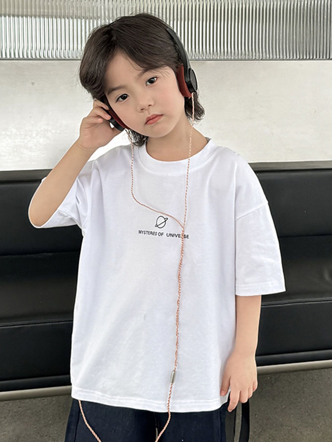 

LULU & SKY Boys Graphic Printed Round Neck Cotton Oversized T-shirt, White