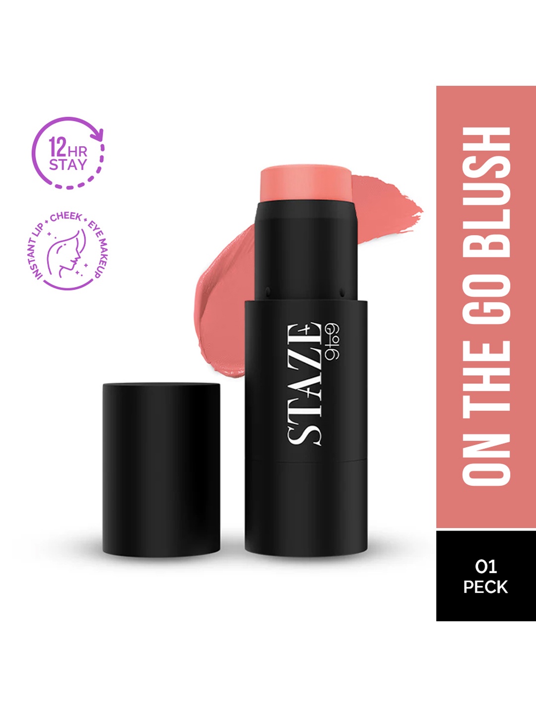 

STAZE 9to9 Cheek Me Out Blendable Multipurpose Makeup Stick 6g - Peck, Peach