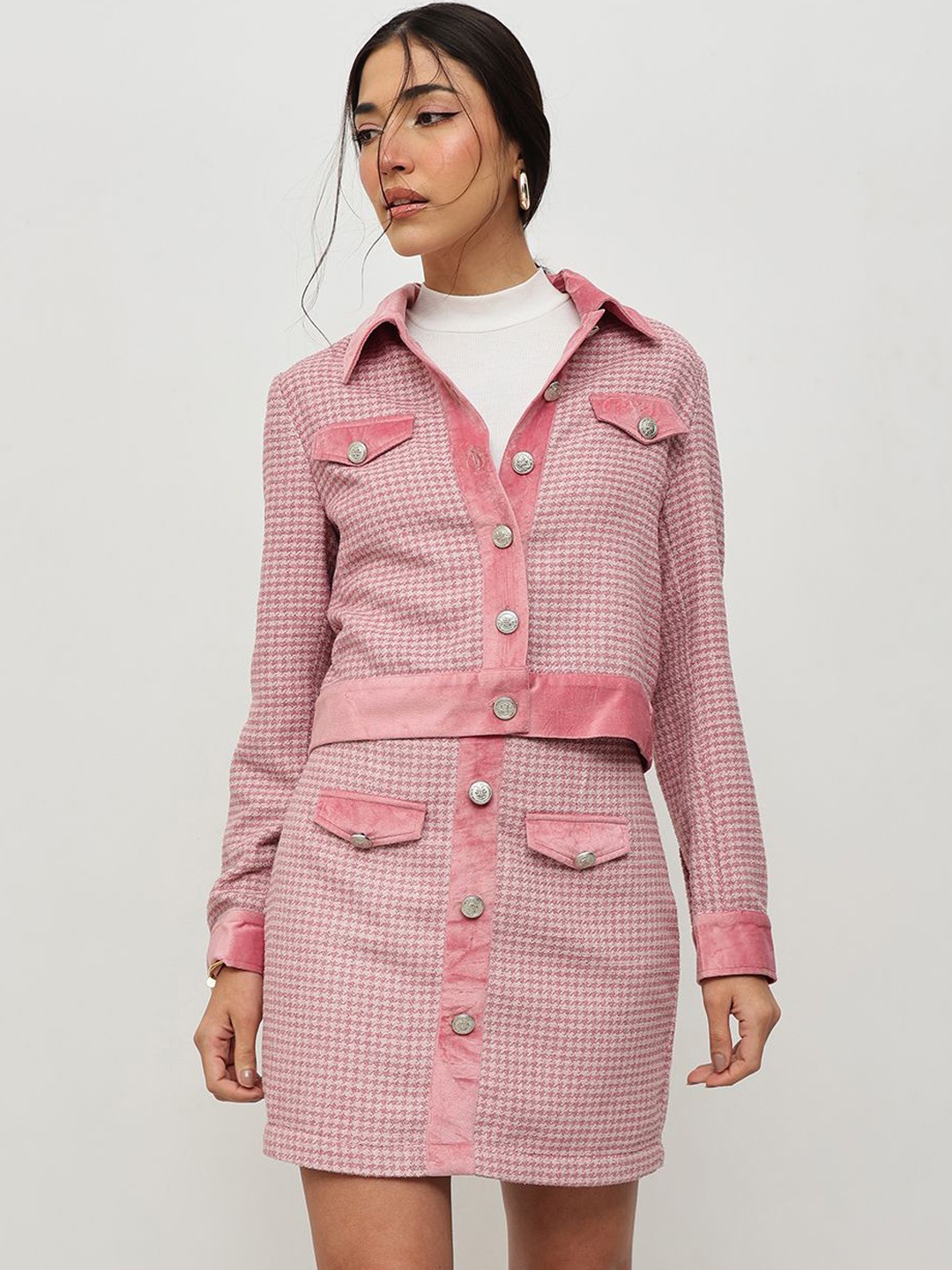 

HOUSE OF S Mini Checked Skirt & Jacket, Pink