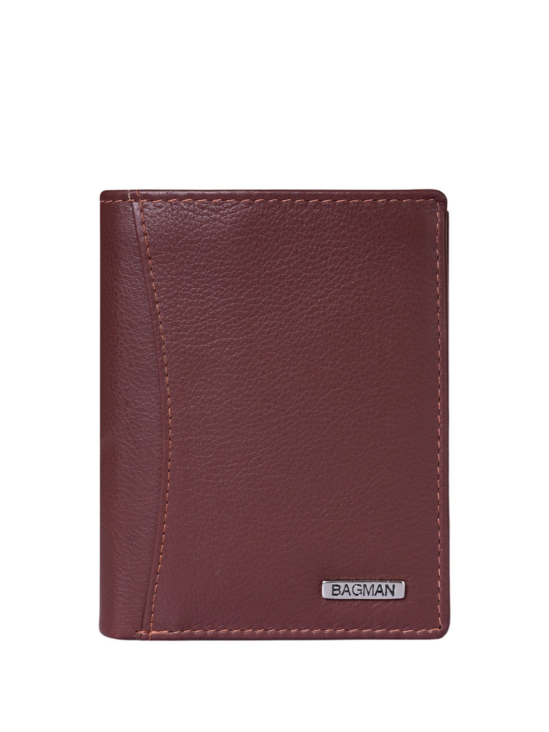 

BAGMAN Men Leather Two Fold Wallet, Maroon