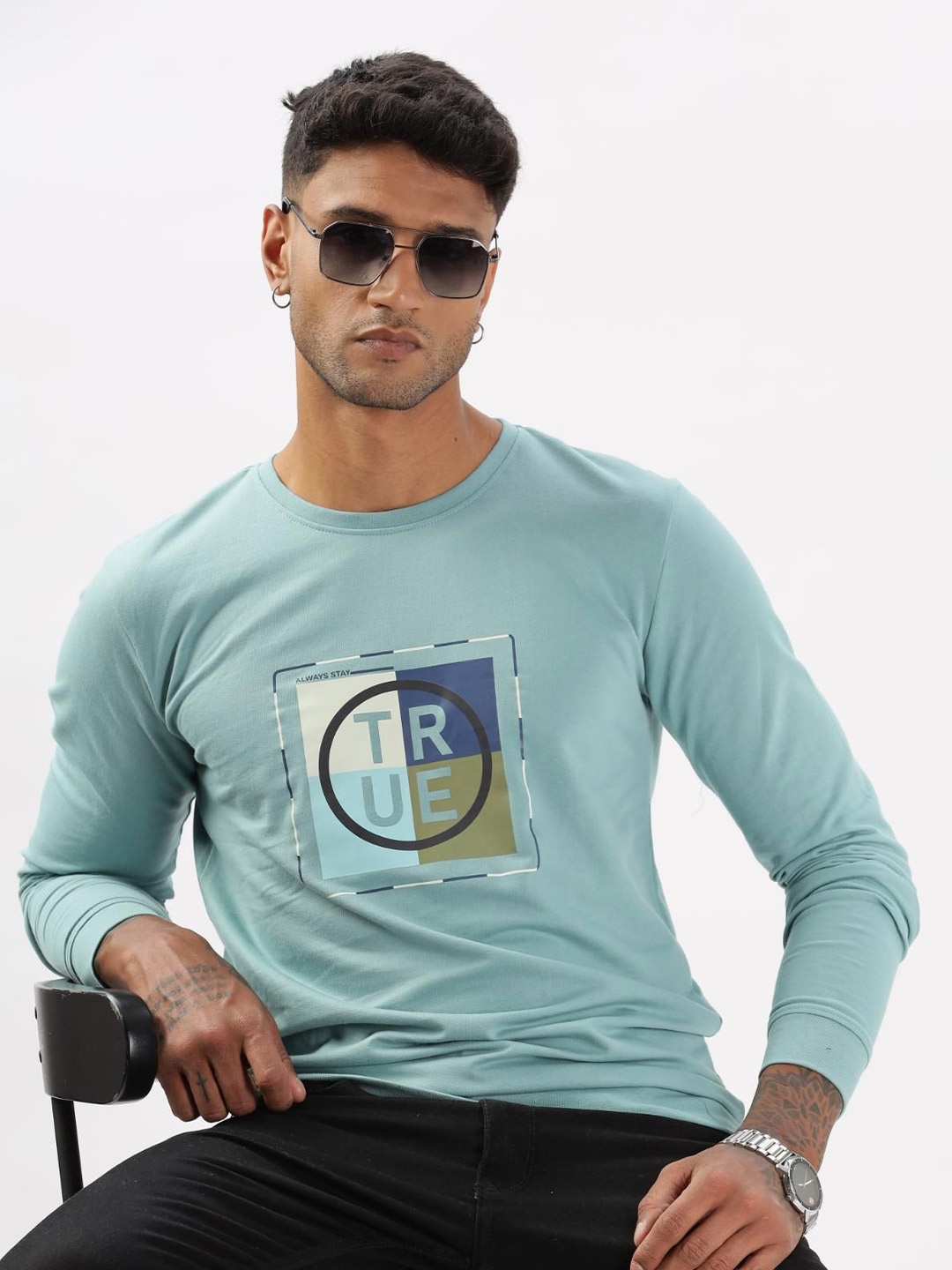 

COLOR HUNT Men Sweatshirt, Sea green